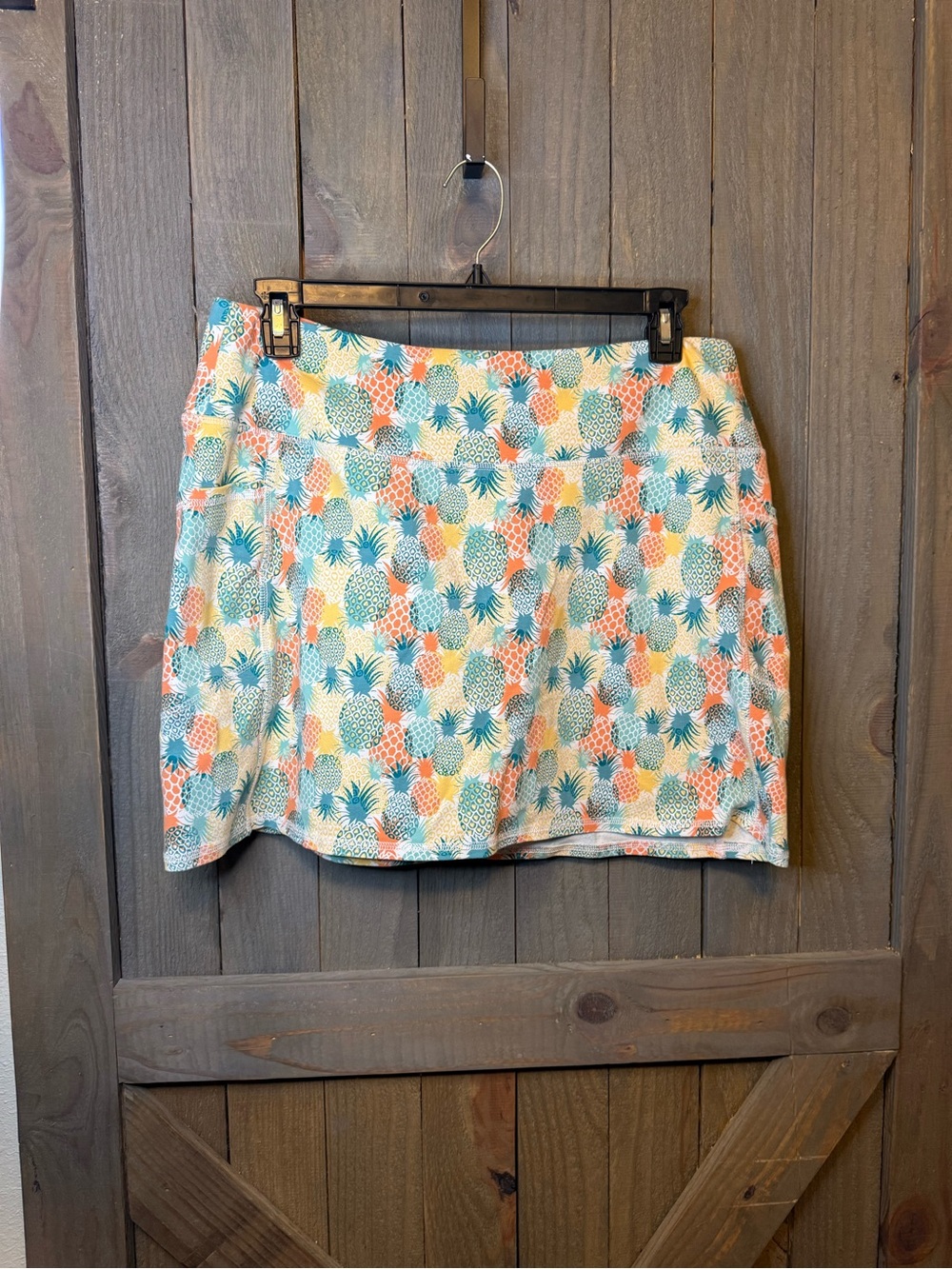 intro. Pineapple Print Skort in Teal, Coral, Yellow & White
